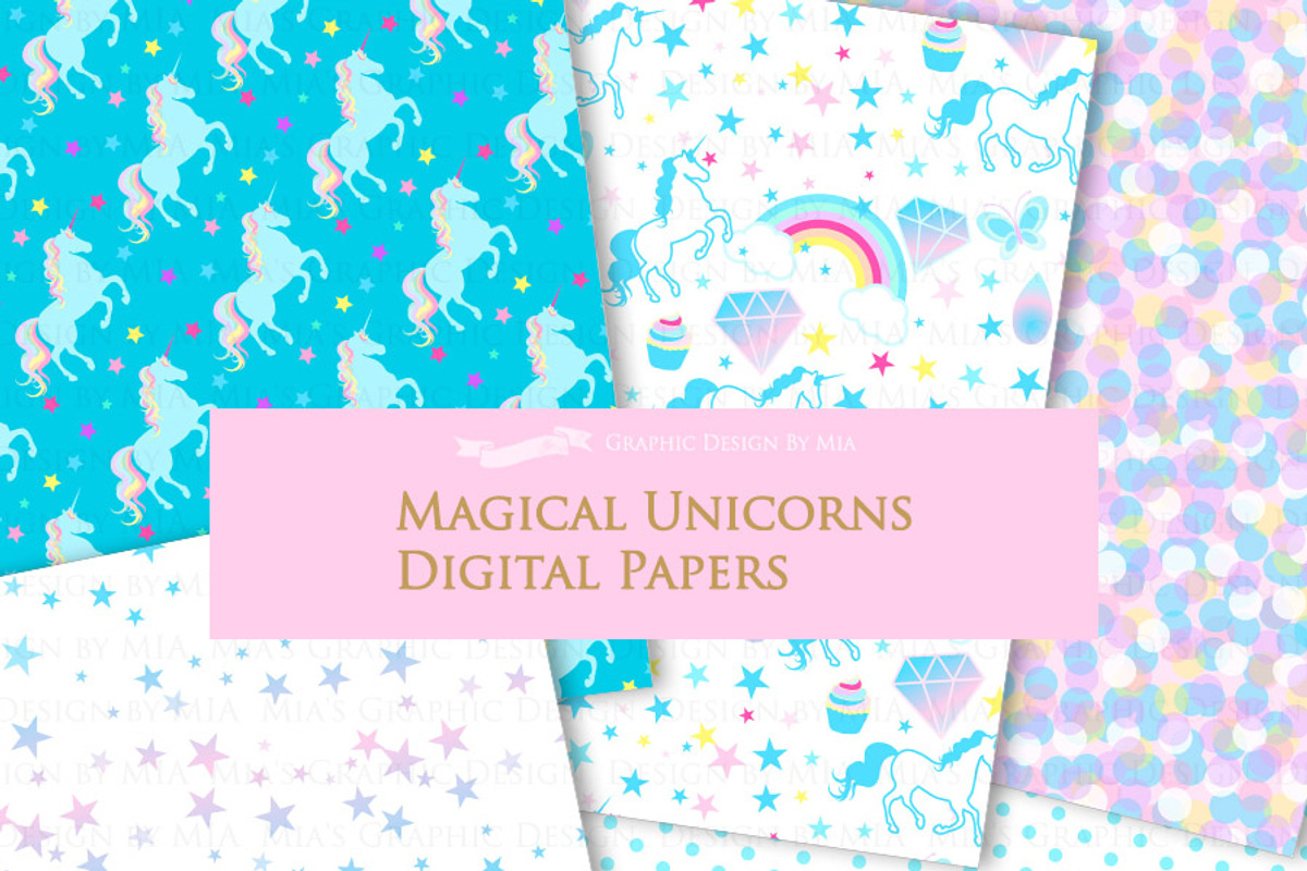 Magical Unicorns, Einhorn, Blue, an Illustration by Mia's Graphic Design (Photo 8 of 9)