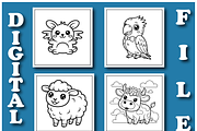 Kawaii Animals Coloring Pages, an Animal Illustration by Design Zone (Thumbnail 4 of 6)