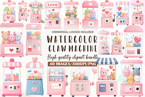 Claw Machine with Valentine Clipart, an Illustration by Sublimation Artist