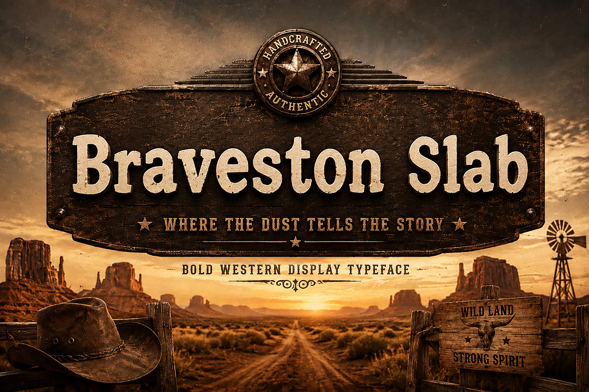 Braveston Slab — Bold type, a Script Font by Wow Magic (Photo 1 of 4)