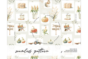 Pumpkin patch autumn harvest pattern, a Pattern Graphic by Milatoo