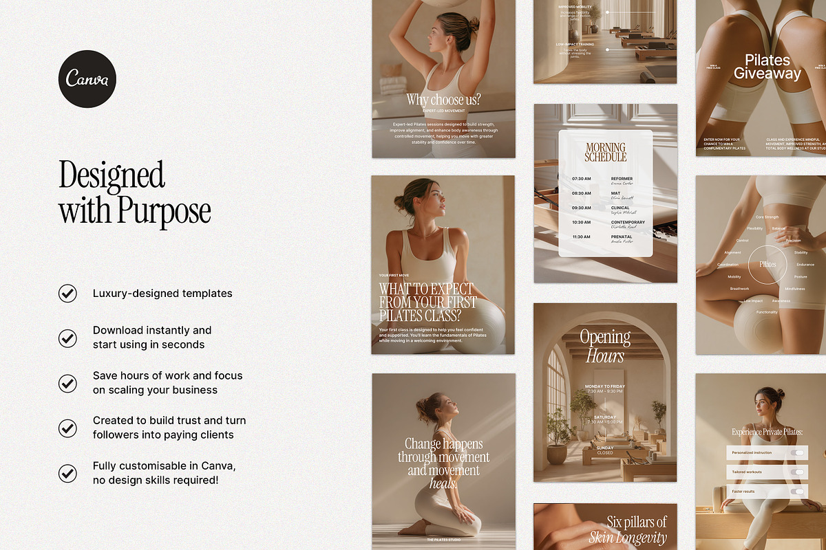 Pilates Instagram Templates, a Social Media Template by Wildnun Studio (Photo 4 of 10)