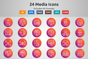 Line Circle Gradient Media Icons