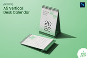 A5 Vertical Desk Calendar Mockup Set, a Household Mockup by Remnand Studio (Thumbnail 1 of 10)