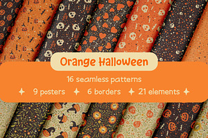 Orange Halloween, a Pattern Graphic by Zim Varezhkin