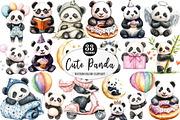 Cute Panda Sublimation Clipart, an Illustration by Watercolor design (Thumbnail 1 of 4)