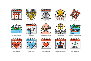 54 Festival And Holidays Icons Aes