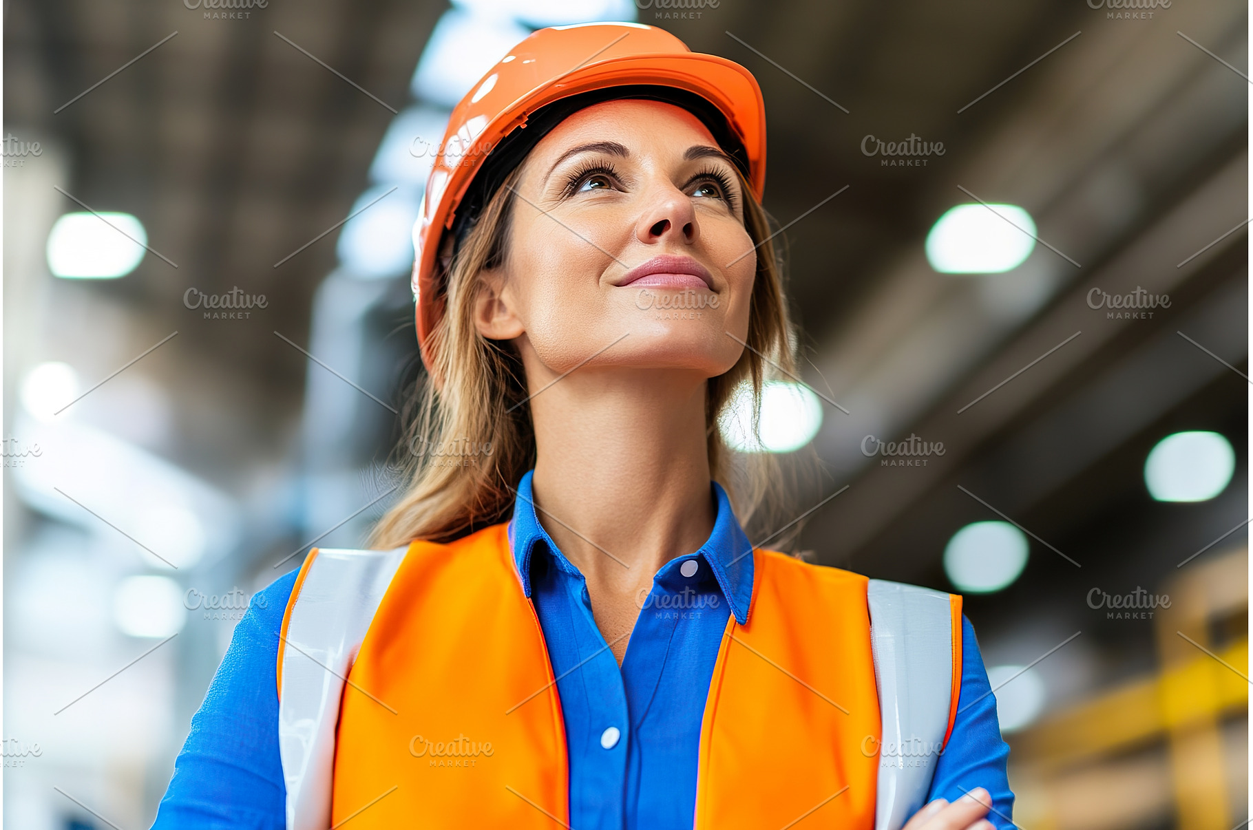 Female industrial worker in hard hat, an Industrial Photo by Lermont51