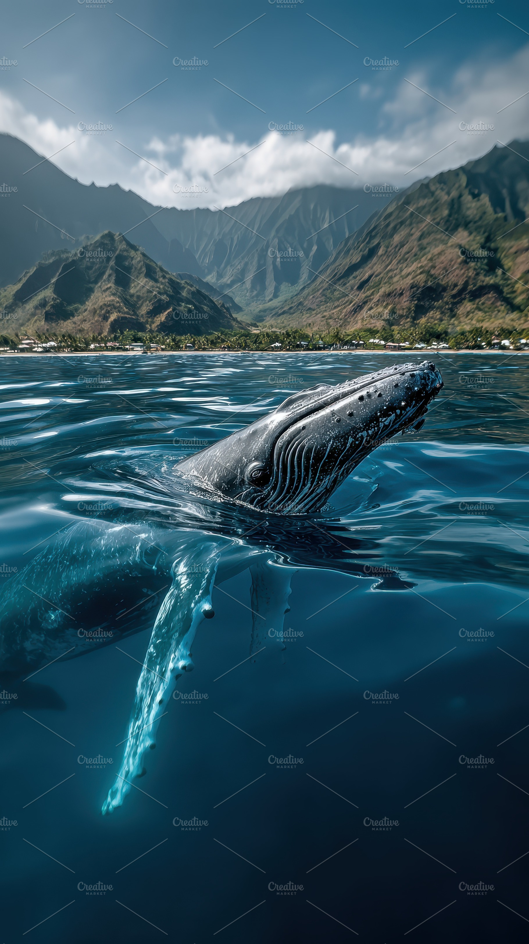 Humpback Whale Majestic Ocean Mounta, a Photo by Pixeness Studio