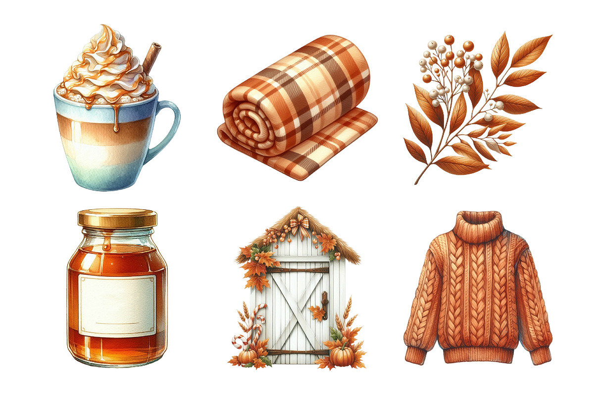 Cozy Caramel & White Fall Clipart, an Illustration by Daily.Designs (Photo 5 of 5)