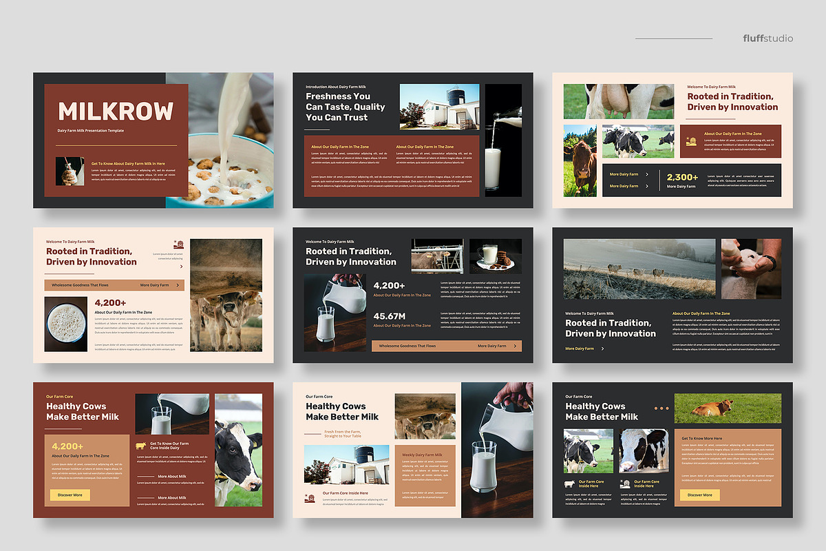 Dairy Farm & Milk Keynote Template, a Presentation Template by fluffstudio (Photo 2 of 4)