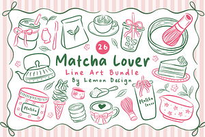 Matcha Lover PNG Clipart Bundle