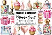Watercolor Woman’s Birthday Clipart, a Graphic by CitraGraphics (Thumbnail 1 of 4)