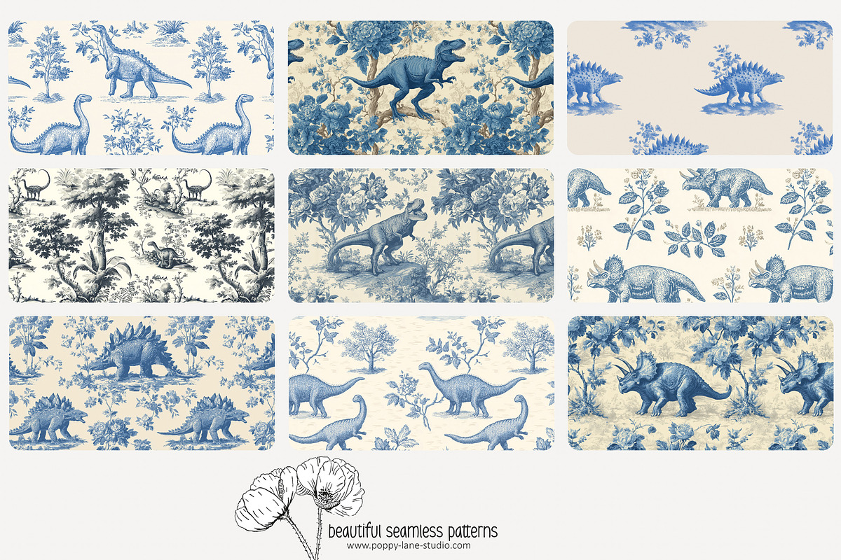 70 dinosaur toile seamless pattern, a Pattern Graphic by Poppy Lane Studio (Photo 2 of 10)