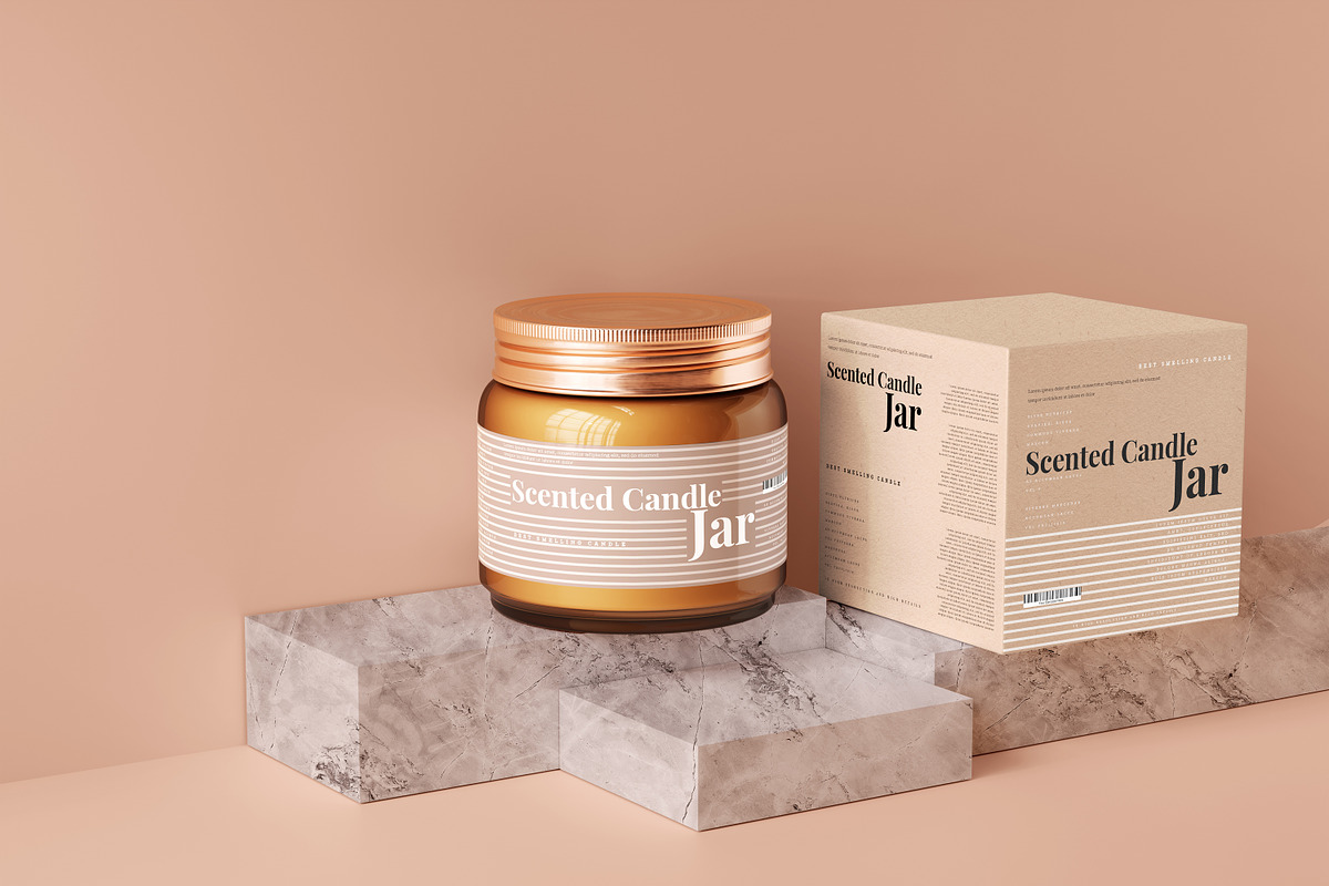 Amber Glass Candle Jar Mockups, a Packaging Mockup by pmvch (Photo 22 of 26)