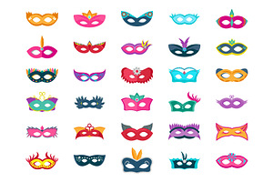 60 Face Mask Flat Vector Icons