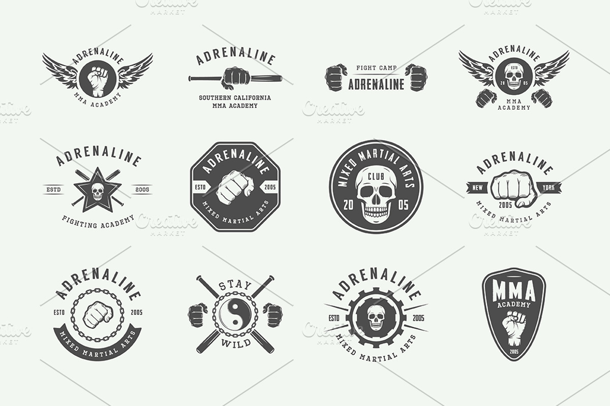 Set of vintage fighting emblems, a Branding & Logo Template by AkimD (Photo 4 of 10)