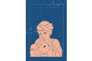 Woman Fortune Teller Esoteric Sketch