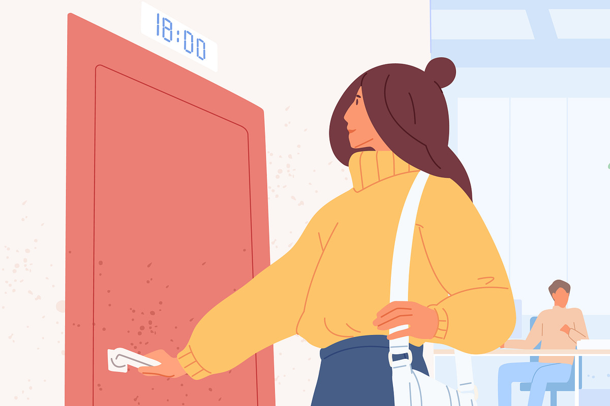 Woman leaving work on time, a Person Illustration by Good Studio (Photo 2 of 3)