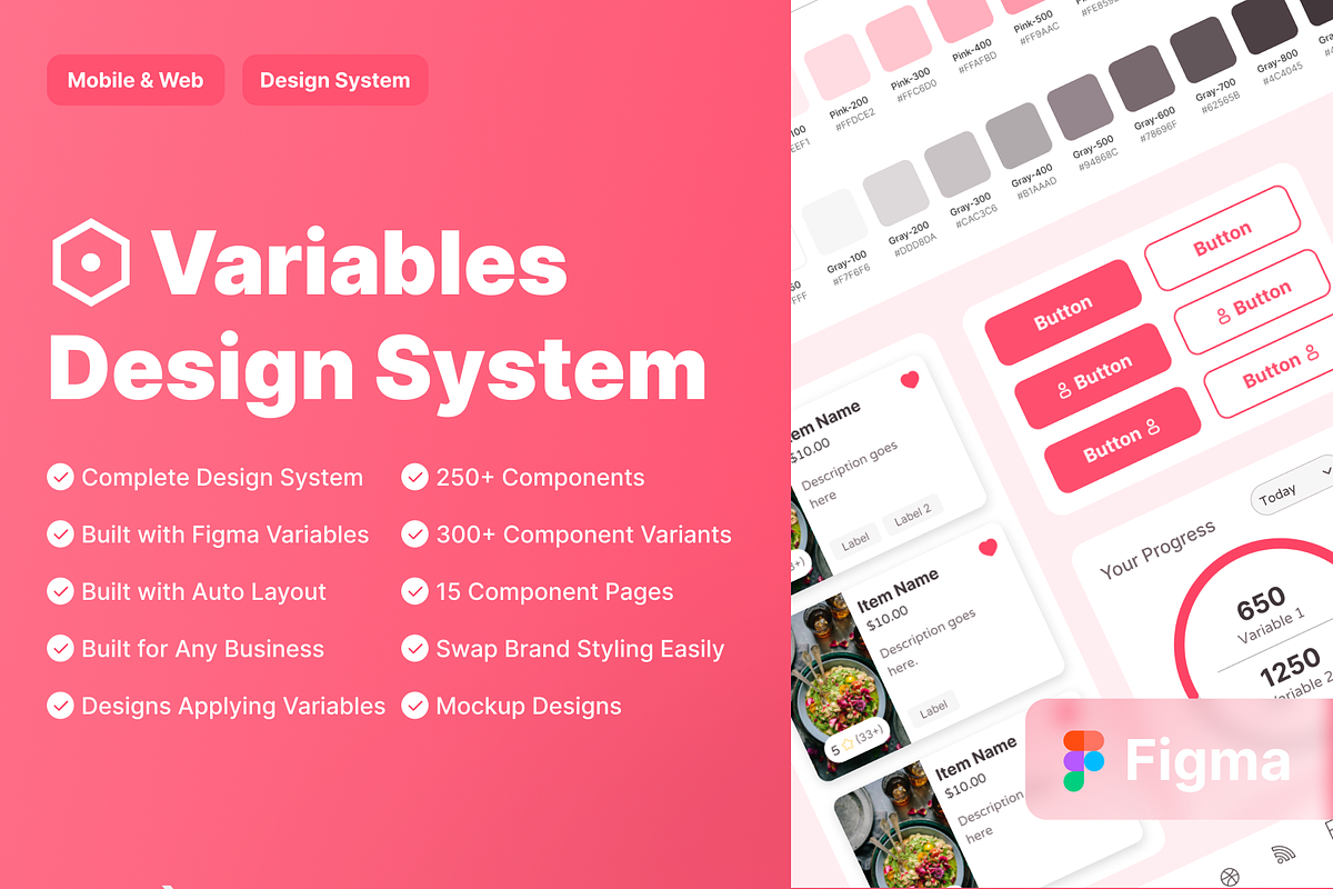 Design System with Figmas Variables, an UI Kit Template by MilasDesigns (Photo 1 of 7)