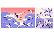 Birds fly in sky, seamless patterns, an Animal Illustration by PaperTrident (Thumbnail 1 of 16)