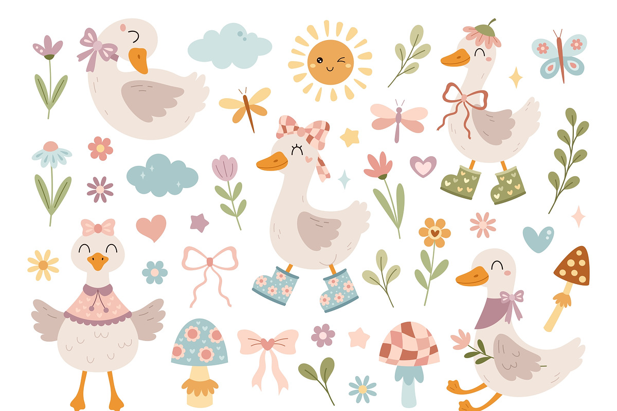 Groovy Silly Goose Clipart, an Animal Illustration by JulzaArt (Photo 2 of 5)