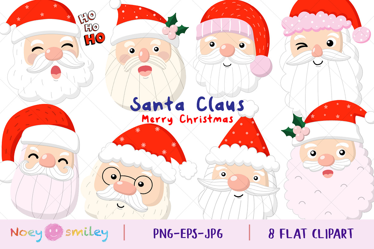 Santa Claus Flat Clipart, Xmas, a Decorative Illustration by Noey smiley (Photo 1 of 5)