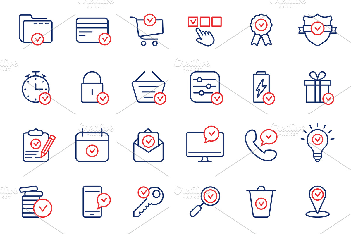 Approve Stamp Outline Icons, an Object Illustration by Vector Creator