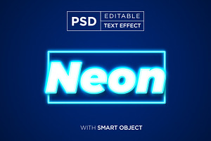 Cyan Neon Light - 3D Text Effect