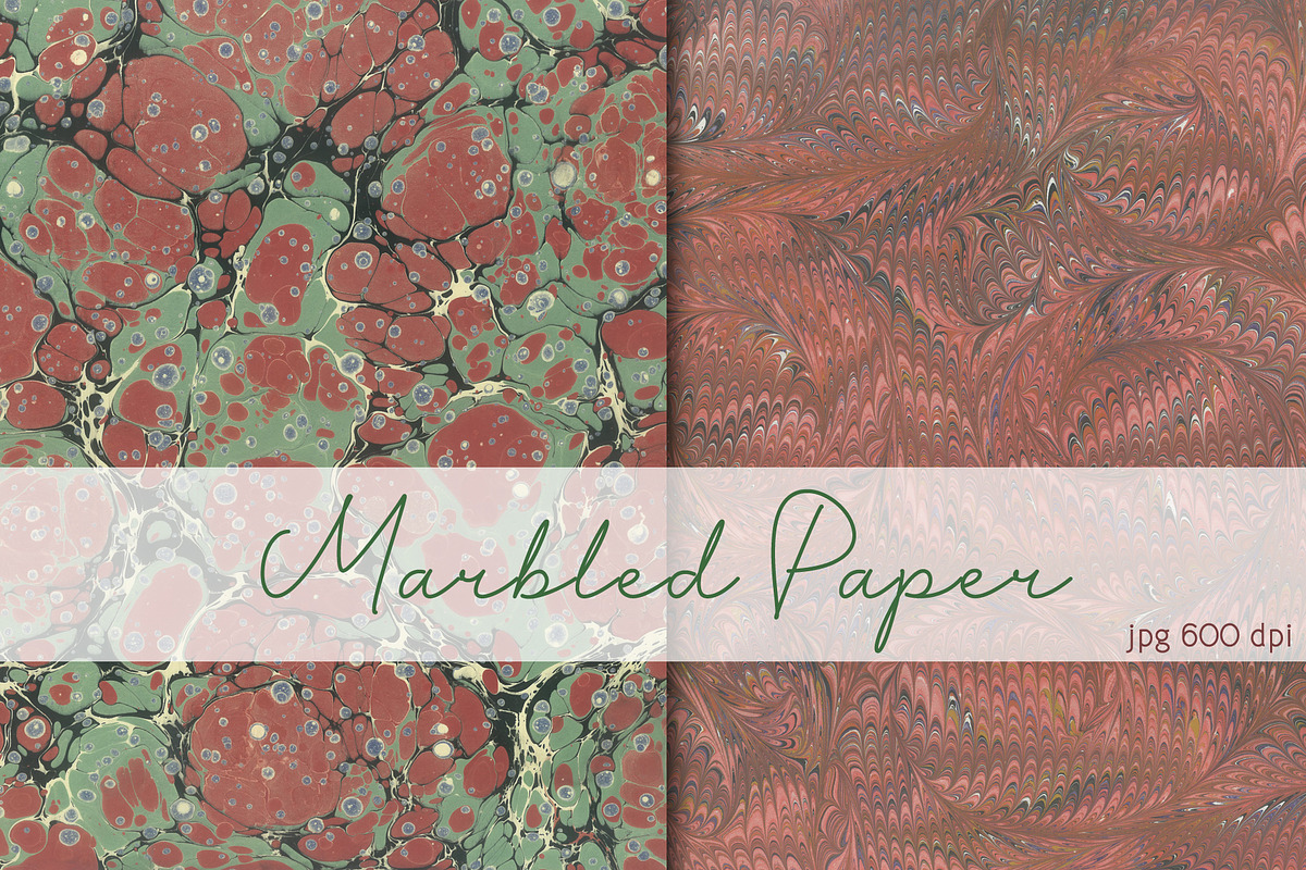 2 Hand Marbled Papers Shabby Red, a Texture Graphic by Marblingdom (Photo 1 of 4)