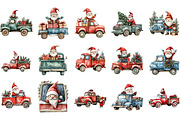Christmas Gnome and Truck Clipart, an Illustration by Designking (Thumbnail 3 of 5)