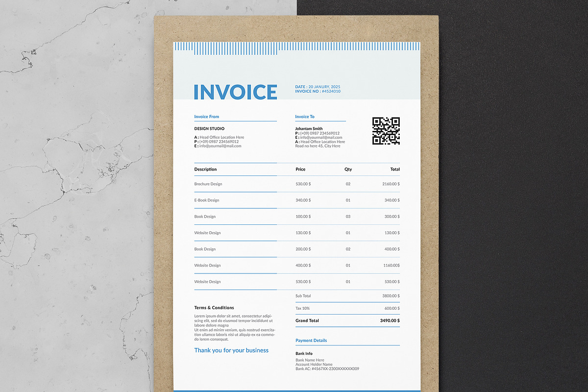 Clean Invoice Template | Word, a Stationery Template by HiveArts (Photo 2 of 2)