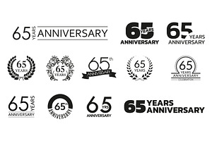 65 years anniversary icon, logo set