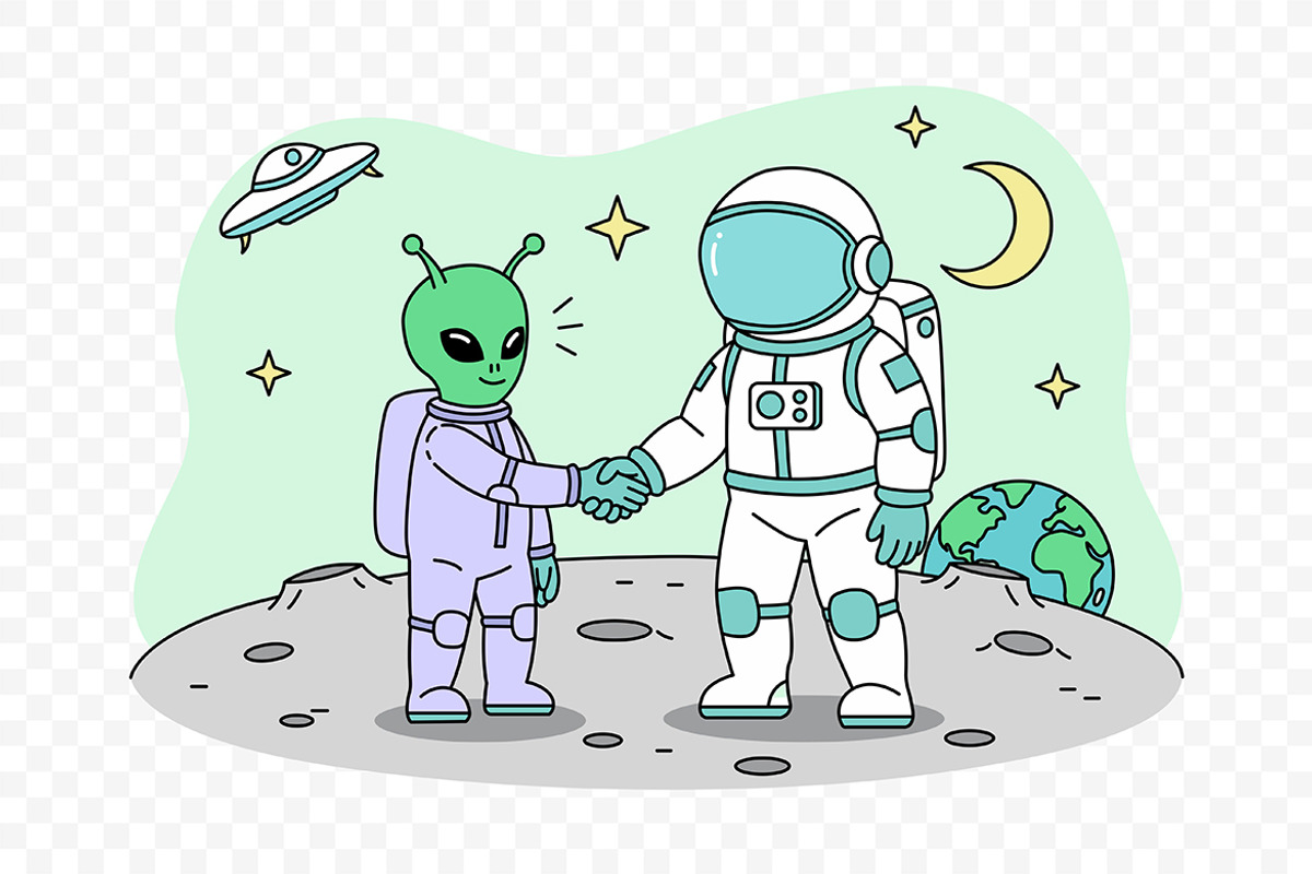 Human Alien Handshake in Space, an Object Illustration by Partikusi Design (Photo 3 of 3)
