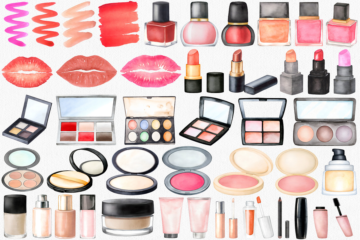 Watercolor Makeup Clipart Set, an Illustration by CropUp Creative (Photo 2 of 4)