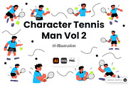 Tennis Man Character Vol 2, a Sport Illustration by SLAB! Design (Thumbnail 1 of 3)