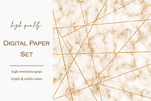 12 Marble & Gold Digital Papers