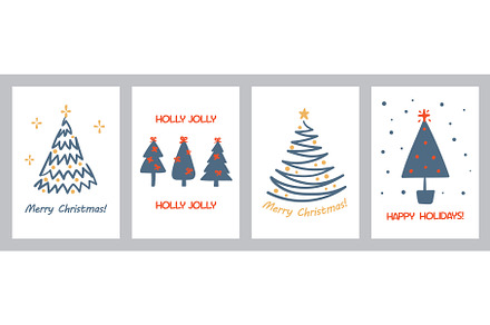 Christmas greeting cards. Hand drawn