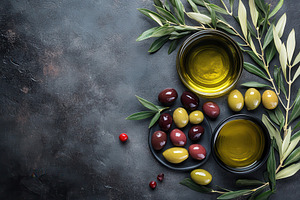 Assorted olives display beautifully, a Photo by Pavel_design