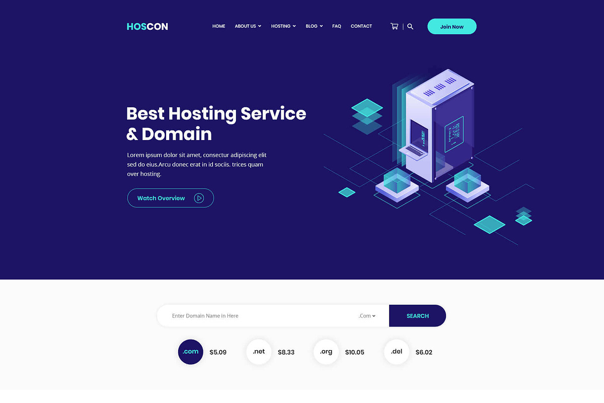 Hoscon - Hosting Business Template, a HTML Template by THESOFTKING (Photo 1 of 5)