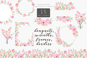 Pink Tulip Watercolor Clip Art, an Illustration by Daryartsy (Thumbnail 1 of 6)