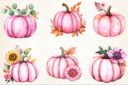 Fall Pink Floral Pumpkin Clipart, an Illustration by Rose Art (Thumbnail 3 of 4)