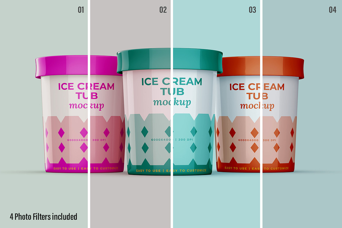 Ice Cream & Food Tub Mockup Set, a Cups & Container Mockup by Illusiongraphic (Photo 7 of 18)