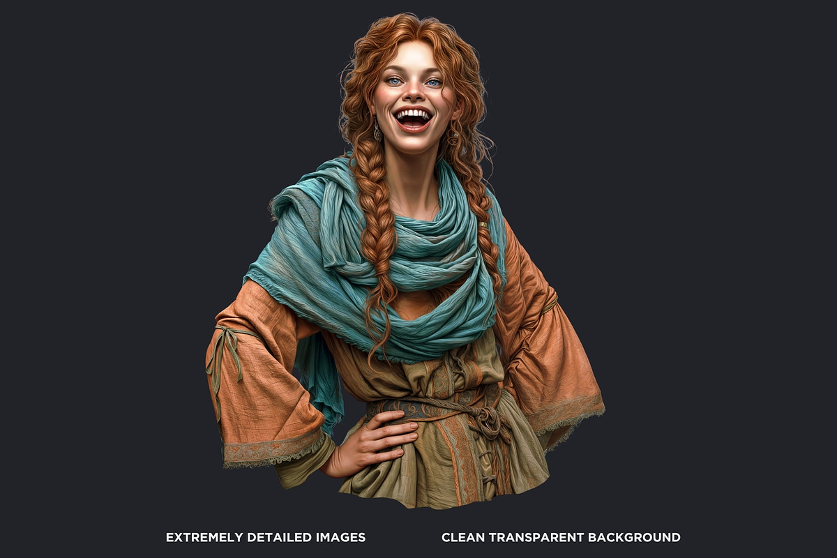 Medieval peasants clipart set, a Person Illustration by ThatsDesignArt (Photo 3 of 10)