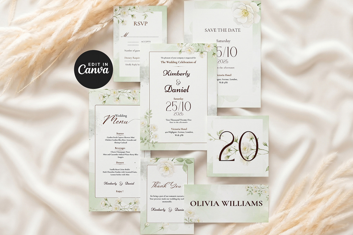 Sage Green Wedding Invitation Suite, an Invitation Template by Arslan (Photo 1 of 6)