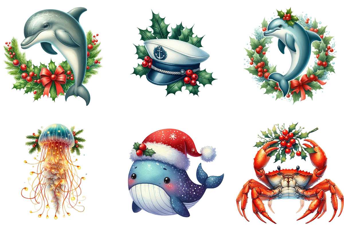 Merry Maritime Christmas Clipart, an Illustration by DreamArtGraphic (Photo 3 of 5)