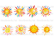 Happy Smiling Sun Clipart, Cute Sun, a Decorative Illustration by BrushstrokeArtGB (Thumbnail 6 of 9)