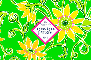 Preppy Seamless Sunflowers Pattern