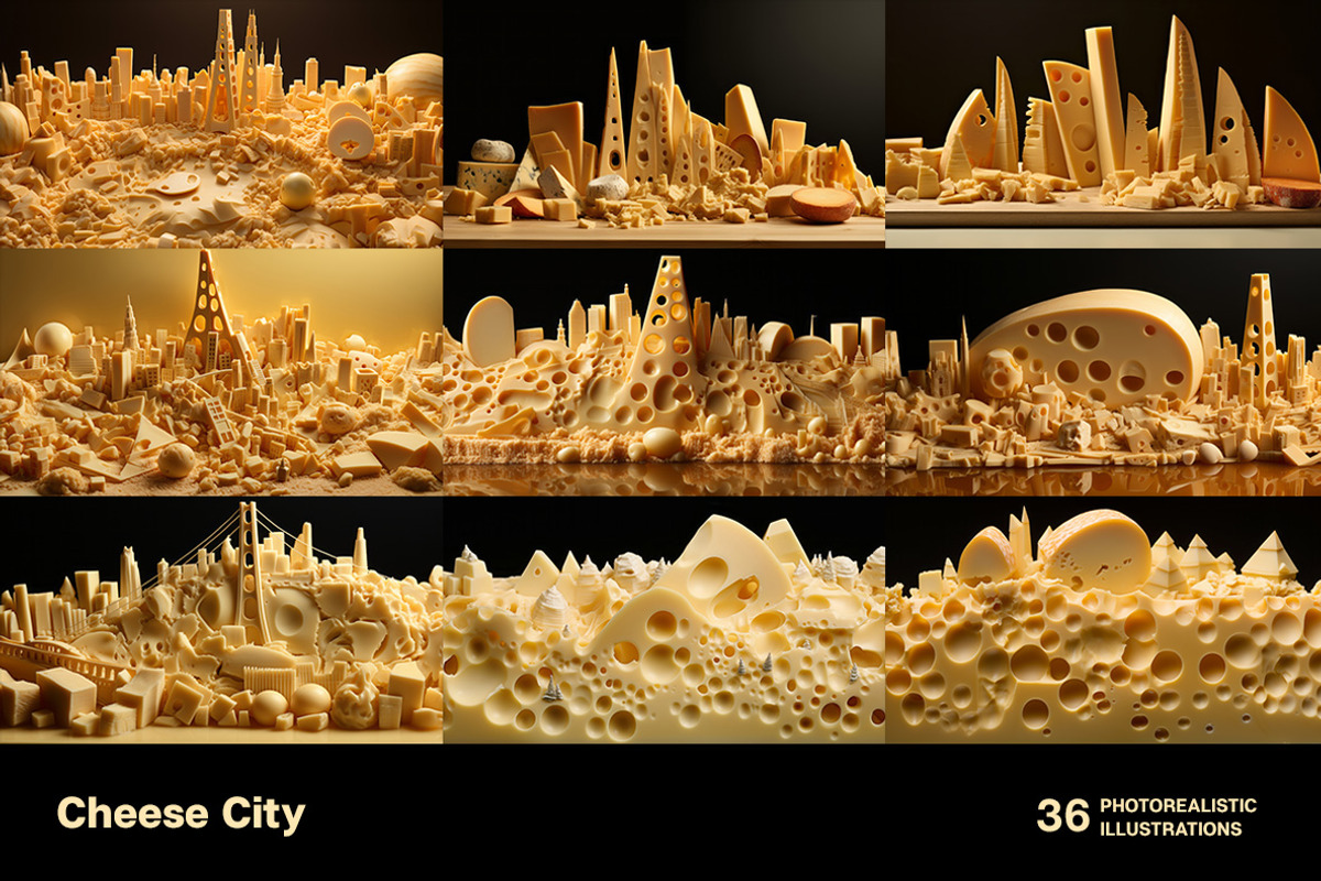 Cheese City. 36 images, a Food Illustration by Handmadefont (Photo 6 of 11)