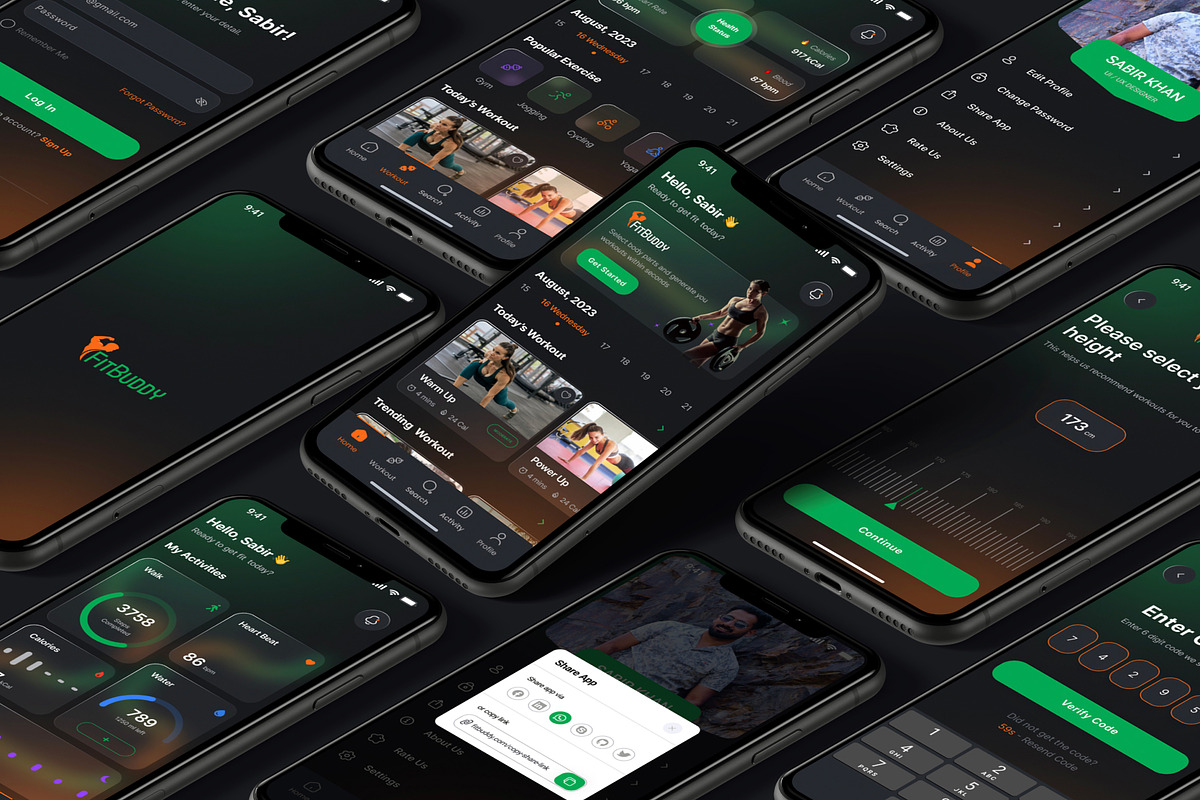 Fitness / Workout Tracker App UI Kit, an UI Kit Template by DesignBox (Photo 3 of 8)